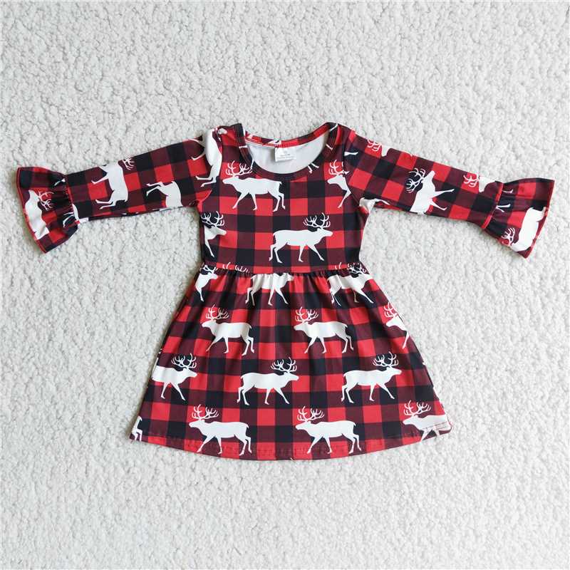 6 B2-21 Long Sleeve Red Plaid Deer Skirt