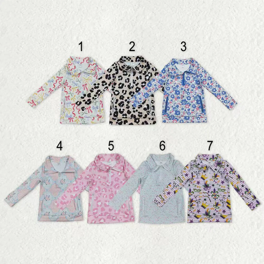RTS NO MOQ Sibling baby girls clothes yoga Zip-Up Long Sleeve tops