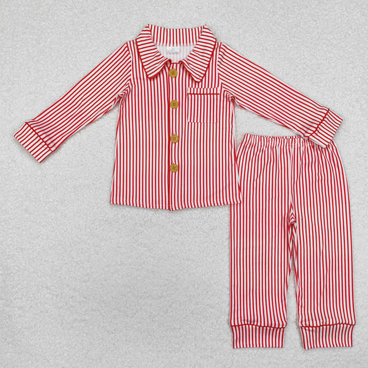 RTS NO MOQ ETA 5/7days Arrived BLP0980 Boys Christmas red striped long-sleeved trousers pajama set