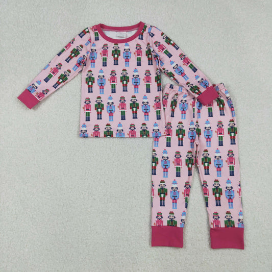 RTS NO MOQ（In Stock) GLP2747 Christmas Nutcracker pink long-sleeved shirt and long pants pajama set