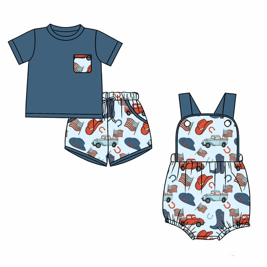 26.1.2 custom each style moq 5 eta 6-8week Sibling Sister hat flag baby boy short sleeve shorts sets and romper match design