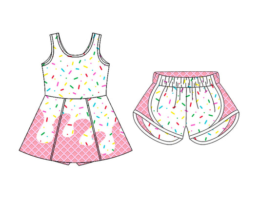 26.1.8 custom each style moq 5 eta 6-8week Sibling Sister baby short sleeve dress and shorts match design