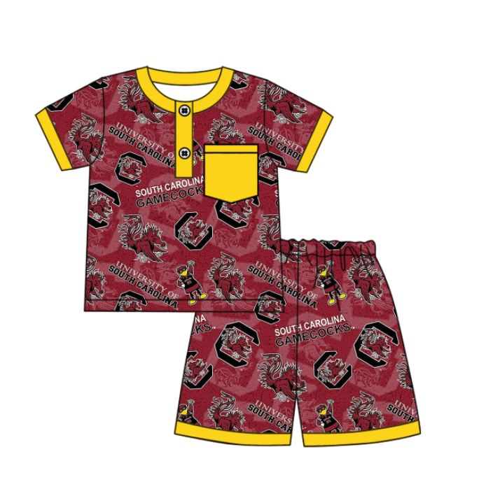 Custom summer teams baby girls clothes team brick red sets dress romper-25.5.6