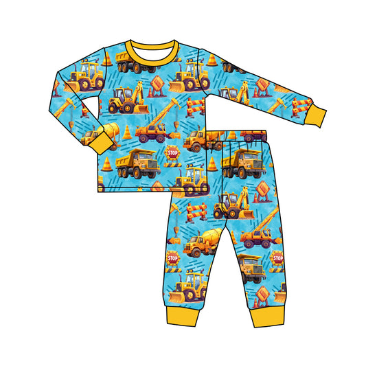 8.10 custom each style moq 5eta 4-6week Sibling Sister excavator baby boys sets and rompers match family design