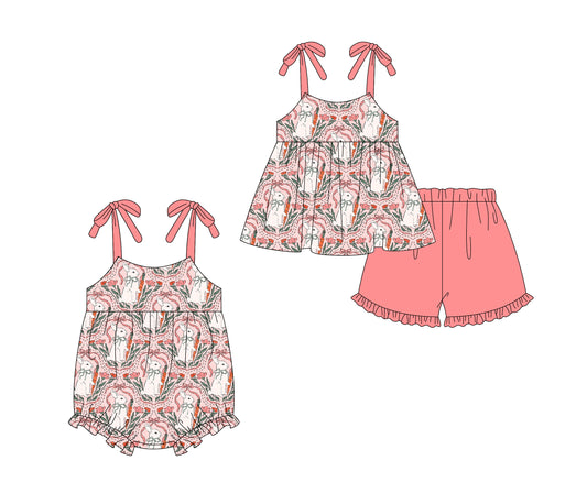 26.1.5 custom each style moq 5 eta 6-8week Sibling Sister easter bow baby girl short sleeve shorts sets and romper match design