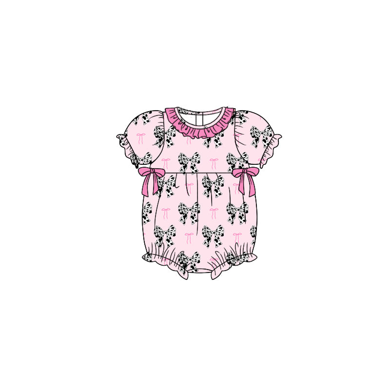 5.2custom each style moq 5eta 4-5week bow-tie prints pink girls set and dress and baby romper