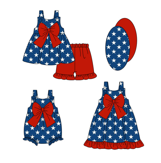 1.4 custom each style moq 5eta 4-6week Sibling Siste baby girl short sleeve shorts sets and dress and rompers match family design