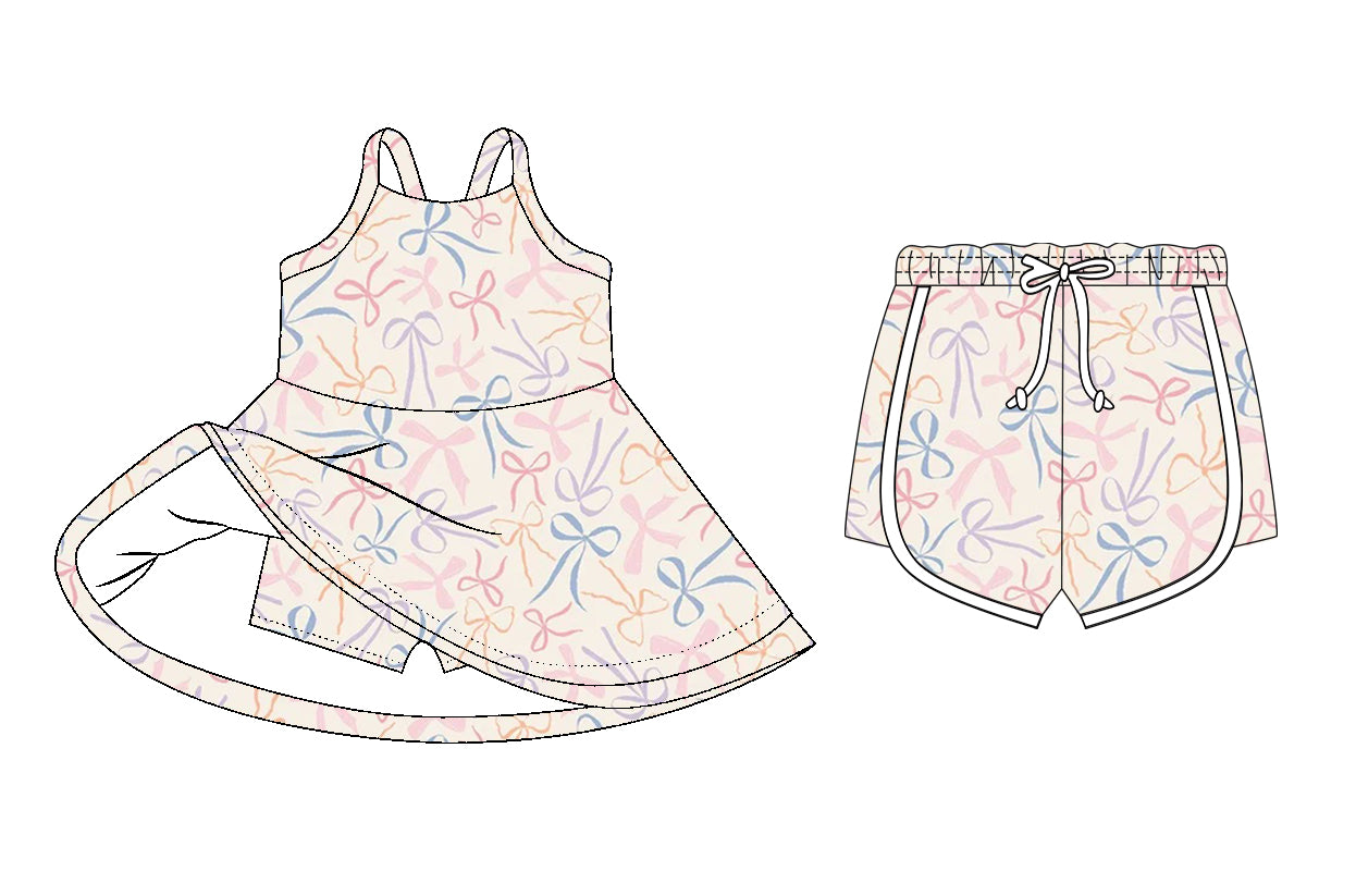 26.1.6 custom each style moq 5 eta 6-8week Sibling Sister bow baby short sleeve dress and shorts match design