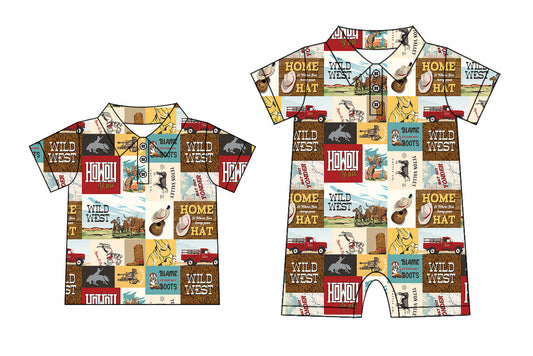 3.18 custom each style moq 5eta 4-6week Sibling Sister WILD baby boy rompers and top match family design