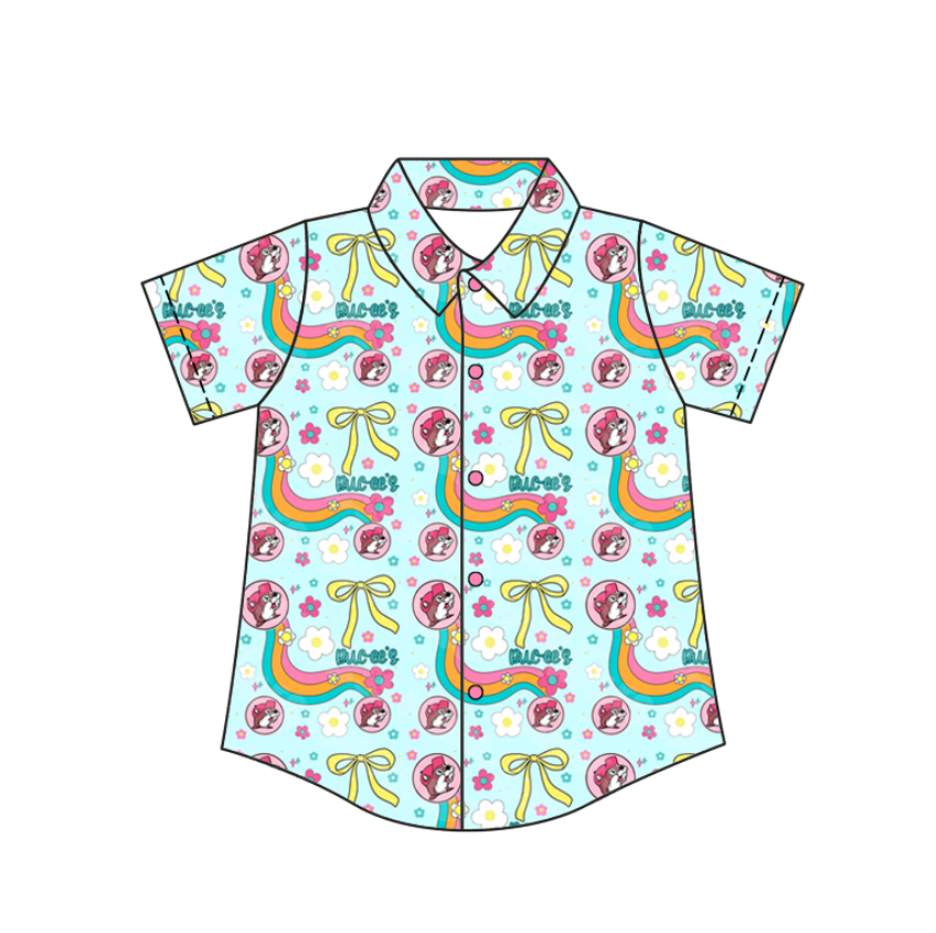 Custom moq 5 mix size milk silk baby boys clothes summer cartoon button short sleeve top