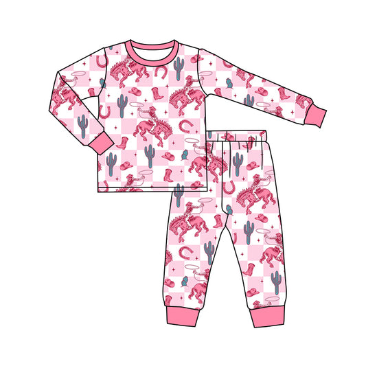 8.13 custom each style moq 5eta 4-6week Sibling Sister riding horse pink baby girl sets and dress and rompers match family design