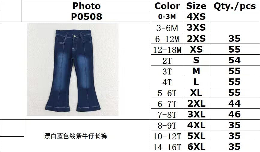 rts no moq P0508 Bleached blue stripe denim trousers