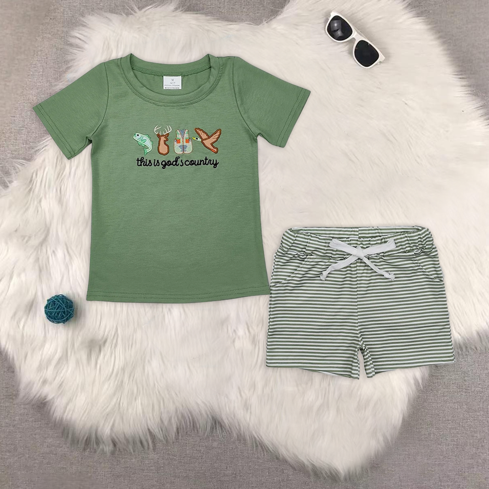 RTS NO MOQ embroidery short-sleeved shorts suit & short-sleeved sets and romper