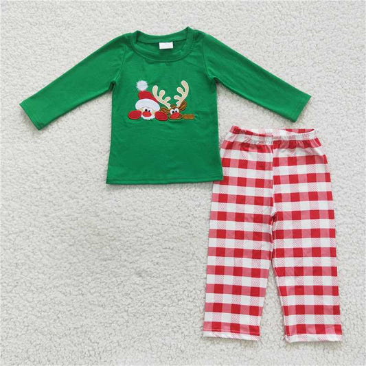 RTS NO MOQ（In Stock) BLP0203 Baby Boys Christmas embroidery Top Pants Outfits Sets