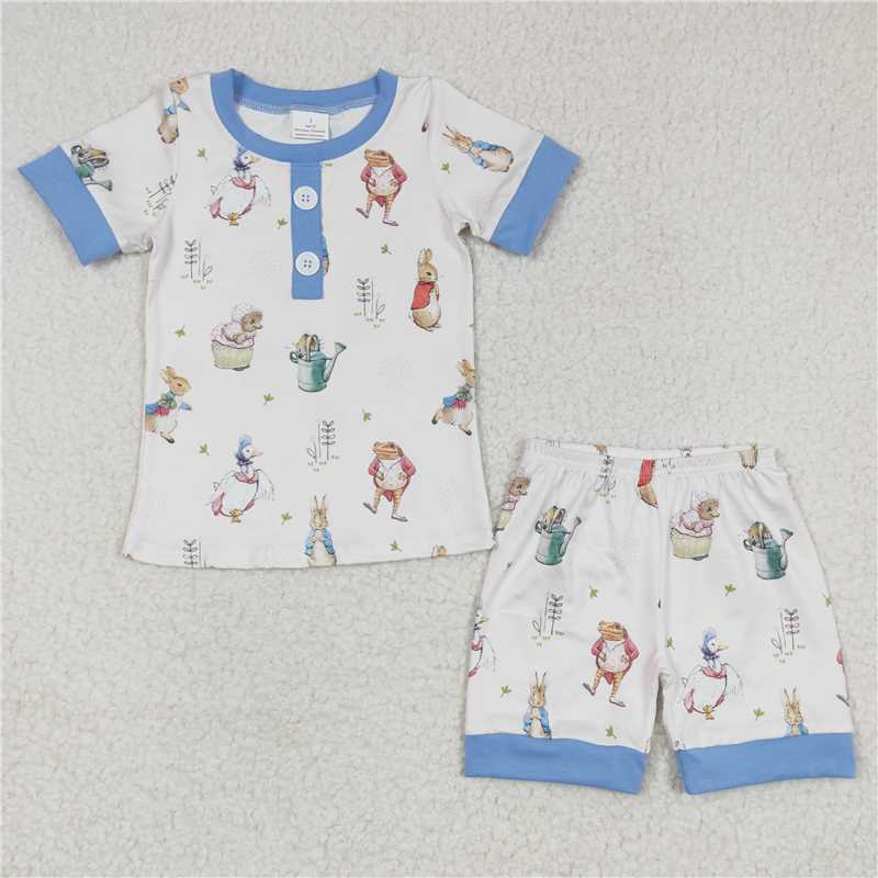 RTS NO MOQ baby girl clothes easter short-sleeved shorts suit & short-sleeved sets