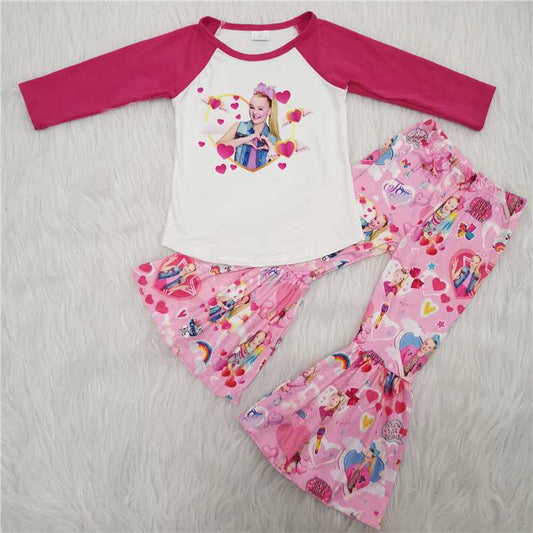 6 A25-11 Valentine's Day JOJO pink girl's heart flared pants