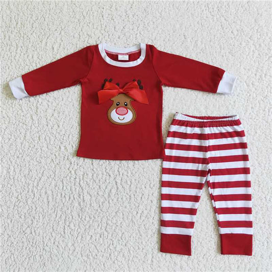 rts no moq 6 B4-24Christmas embroidered cotton pajama set