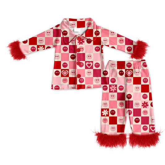 25.11.25 custom each style moq 5 eta 6-8week Sibling Sisters smiley love plush baby girl clothes long sleeve pants sets