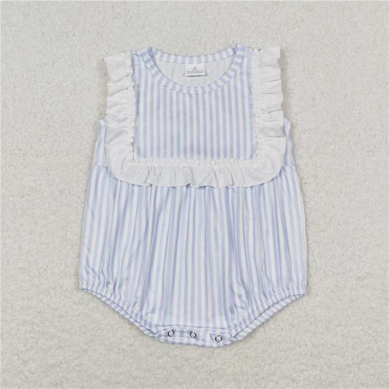 Baby Girls blue plaid Sibling Rompers Clothes Sets