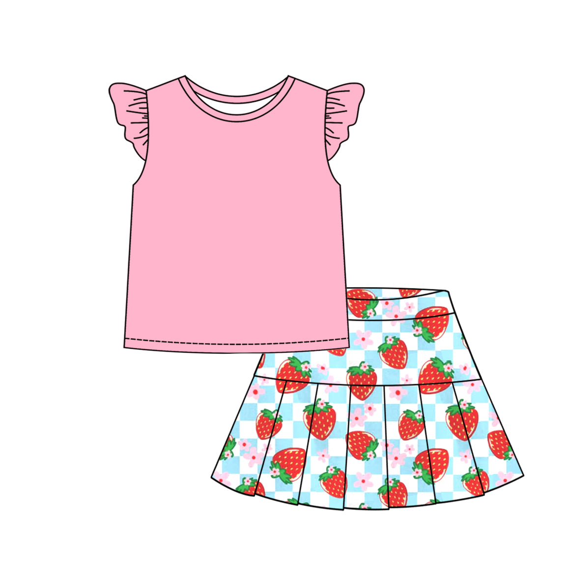 3.7 custom each style moq 5eta 4-6week Sibling Sister strawberry baby girl short sleeve shorts sets and dresses match design