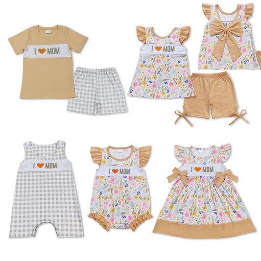 RTS Boys and girls Embroidered Short Sleeve Shorts sets dress rompers