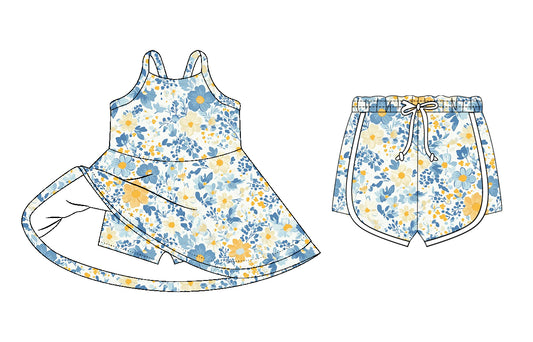 26.1.6 custom each style moq 5 eta 6-8week Sibling Sister floral baby short sleeve dress and shorts match design