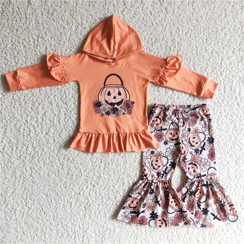 RTS Pumpkin Position Milk Silk Halloween Witch Long Sleeve Pants Suit