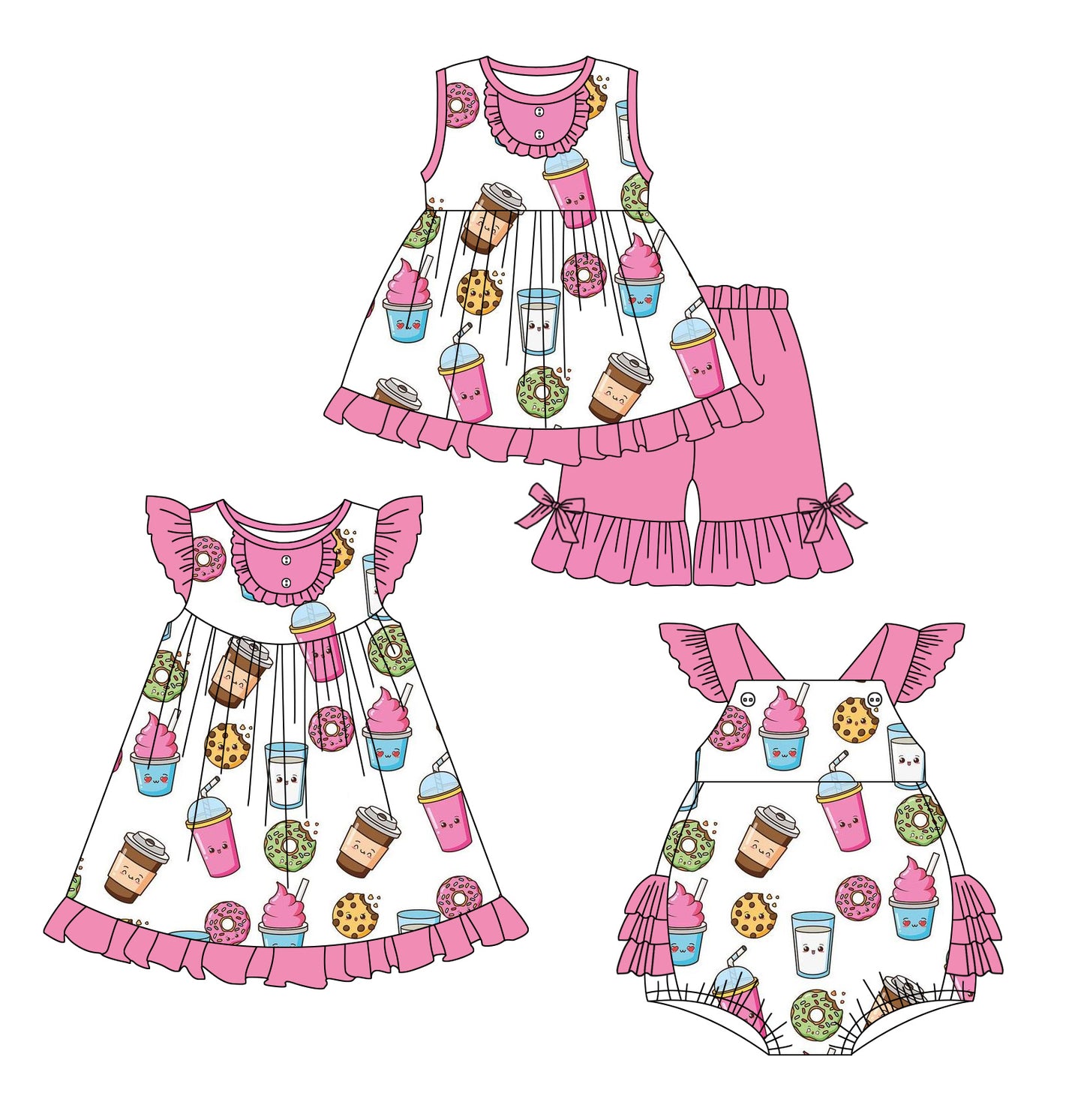 1.24 custom each style moq 5eta 4-6week Sibling Sisters baby girl short sleeve shorts sets and dress and rompers match family design