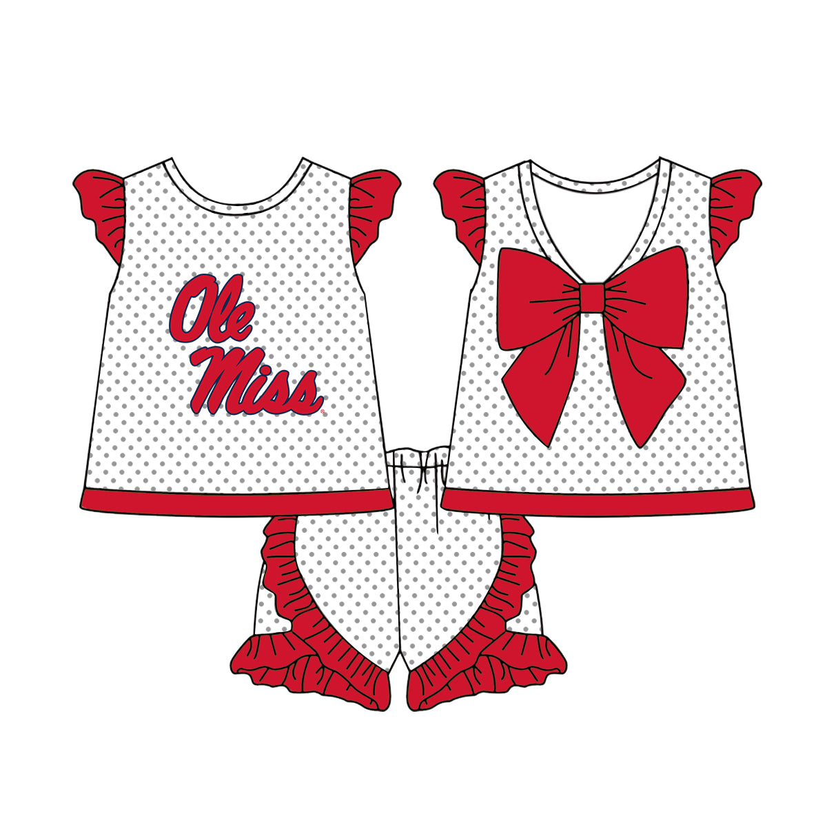 Custom summer teams baby girls clothes team red sets dress top-25.5.5
