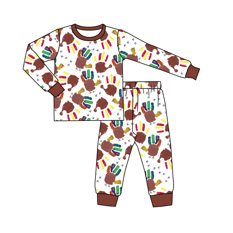 5.14custom each style moq 5eta 4-5week Sibling Sister Smiley Colorful palm print brown boys and girls outfits and baby romper match family design