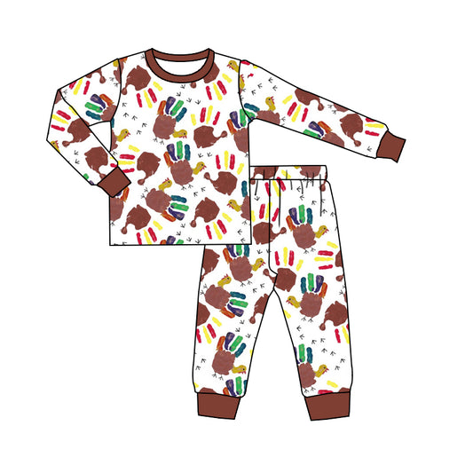 5.14custom each style moq 5eta 4-5week Sibling Sister Smiley Colorful palm print brown boys and girls outfits and baby romper match family design