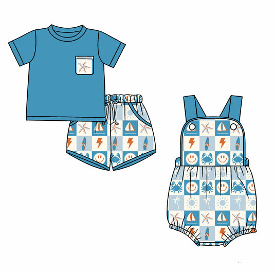 26.1.2 custom each style moq 5 eta 6-8week Sibling Sister baby boy short sleeve shorts sets and romper match design
