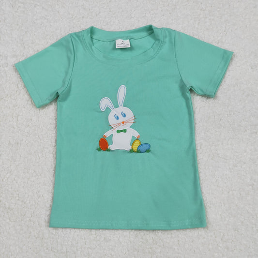 RTS NO MOQ ETA 5/7days Arrived BT1132 Embroidered Easter bunny egg short-sleeved top