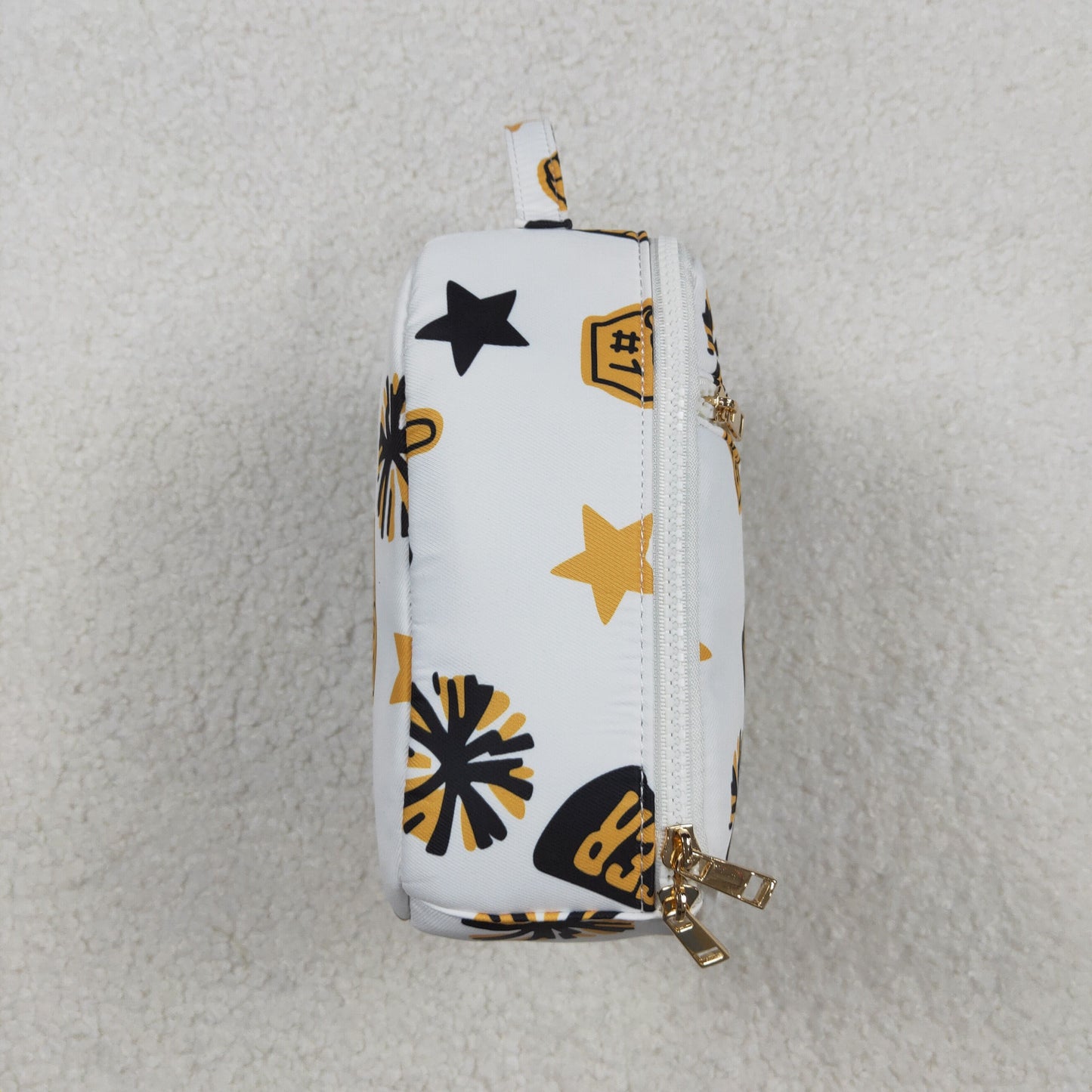 RTS NO MOQ（In Stock) BA0362 Cheer black and gold fireworks star lunchbox bag with white