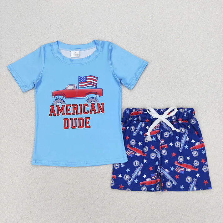 RTS NO MOQ Baby Girls and Boys Summer Short Sleeve Shorts Sets