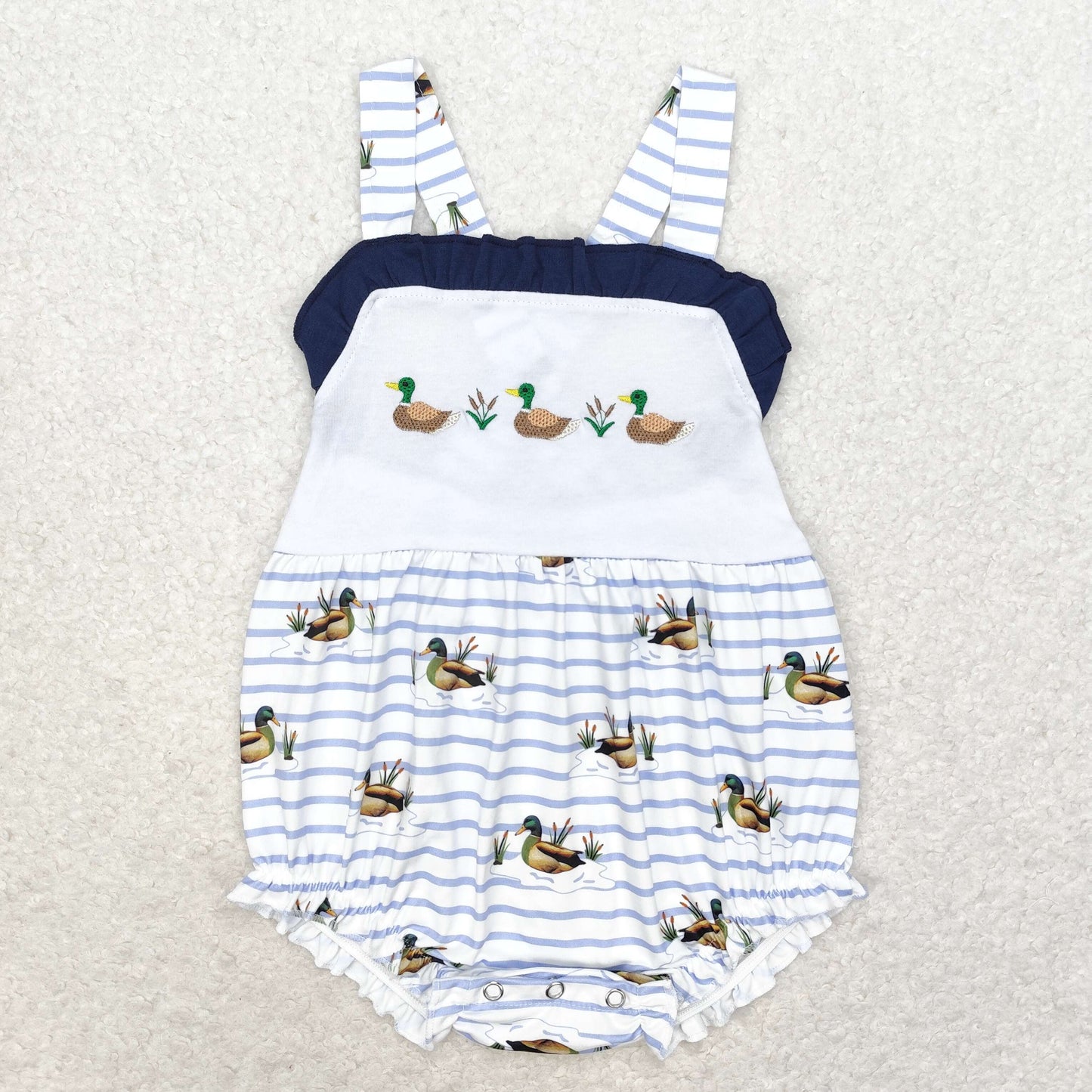 RTS NO MOQ Duck blue short-sleeved shorts suit & and romper