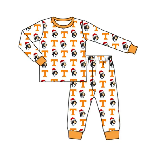 PRE ORDER Deadline August 2 close custom no moq Children's boutique clothing  Orange Christmas Team Boys Pajamas