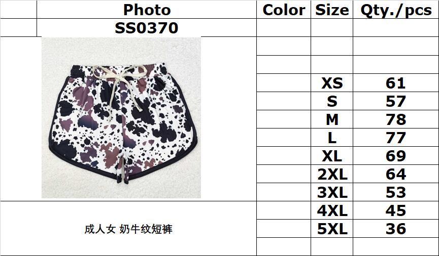 RTS NO MOQ ETA 5/7days arrived SS0370 Adult female cow pattern shorts