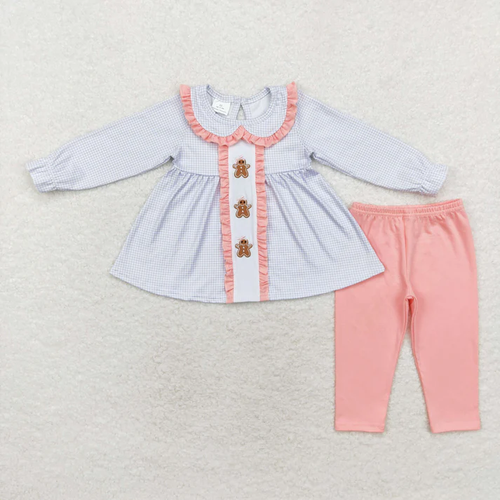 RTS NO MOQ Sibling Baby girls boy clothes Embroidery Christmas long-sleeved trousers suits