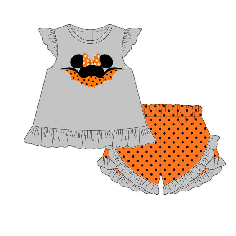 custom moq 5 eta 5-6weeks Custom Halloween Pumpkin Ghost  i love boo Sister Match  gray sets