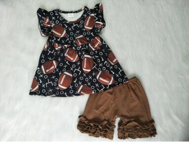 A4-1-1 Rugby shorts set with small flying sleeves brown