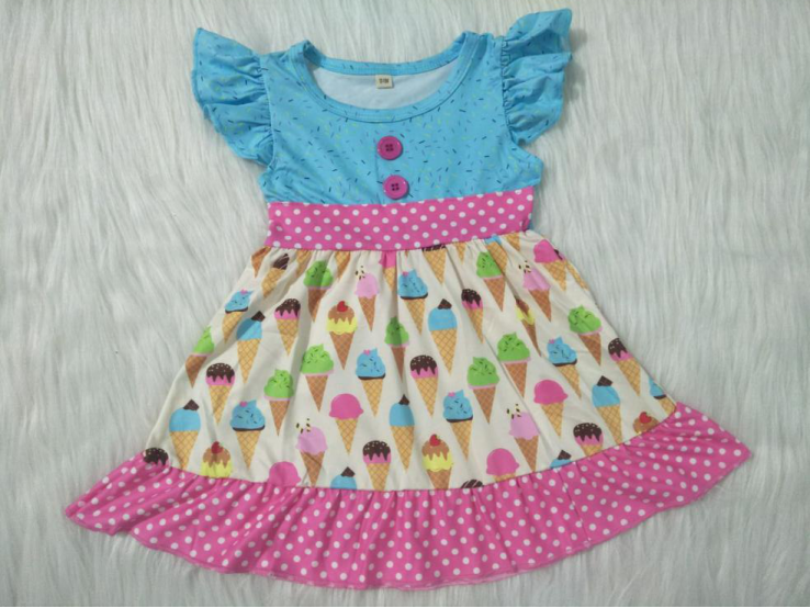 A9-5 Ice cream buckle flying sleeve dress