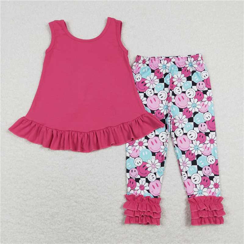 RTS NO MOQ Baby Girl Sleeveless Top Pants Pajamas Set