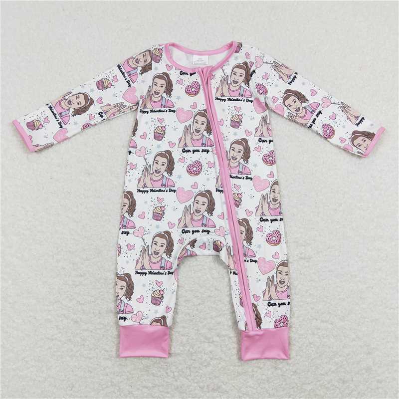 RTS NO MOQ Baby kids Valentine long sleeve short romper