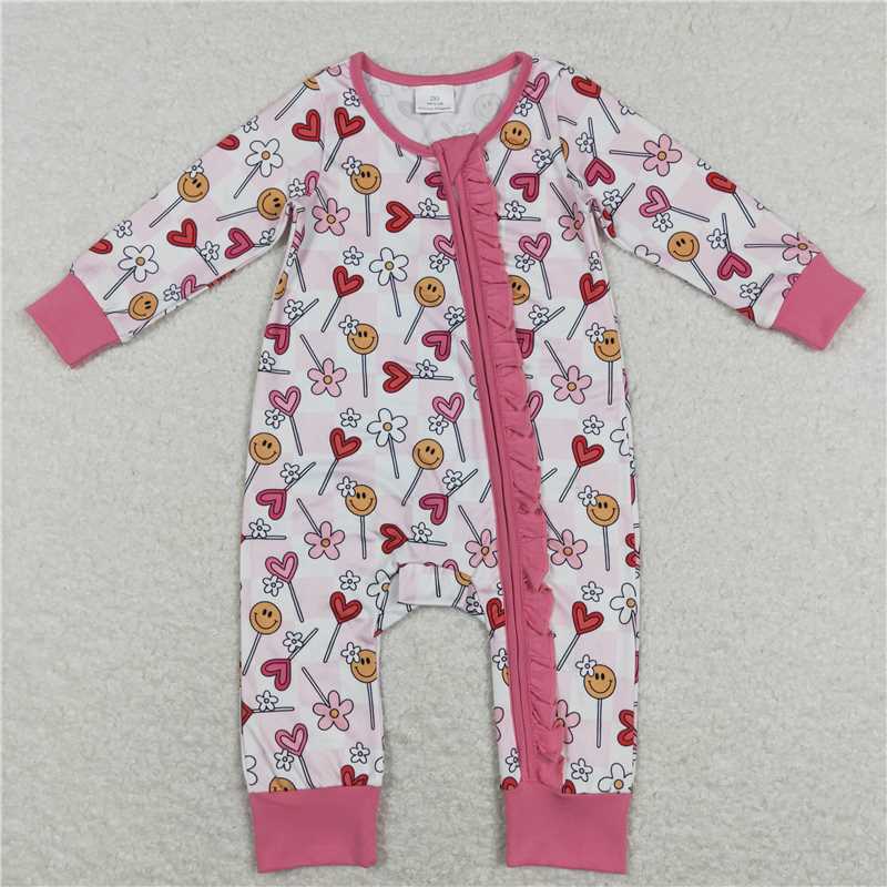 RTS NO MOQ Baby kids Valentine long sleeve short romper