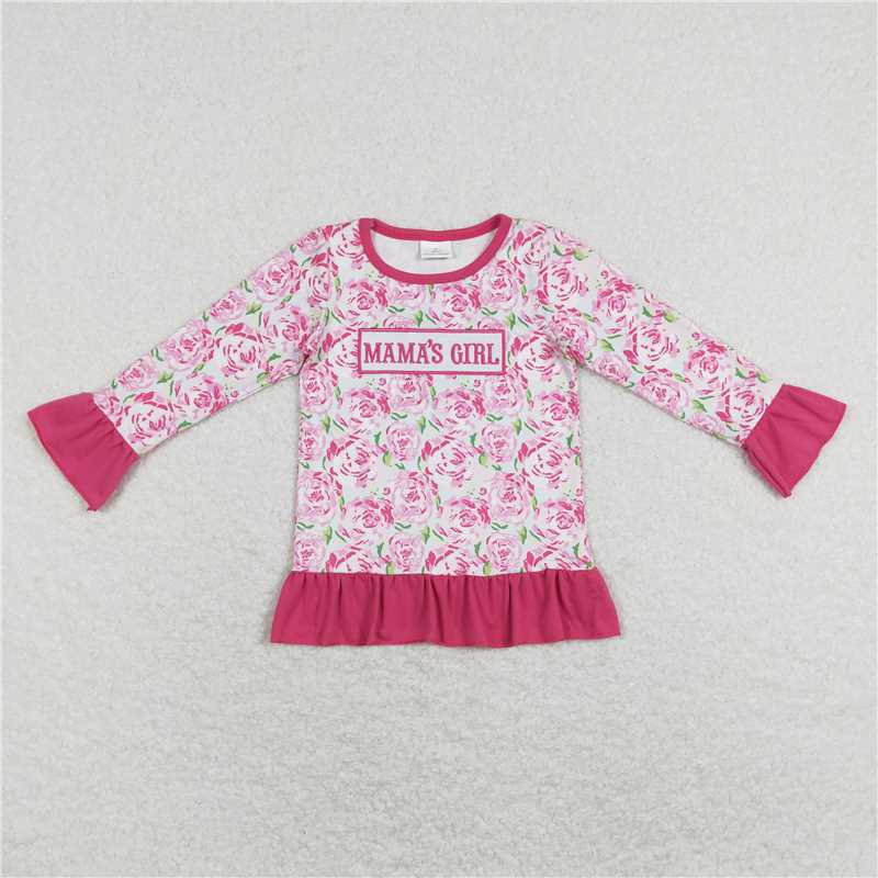 RTS NO MOQ baby girls clothes embroidery MAMA GIRL Short Sleeve Top