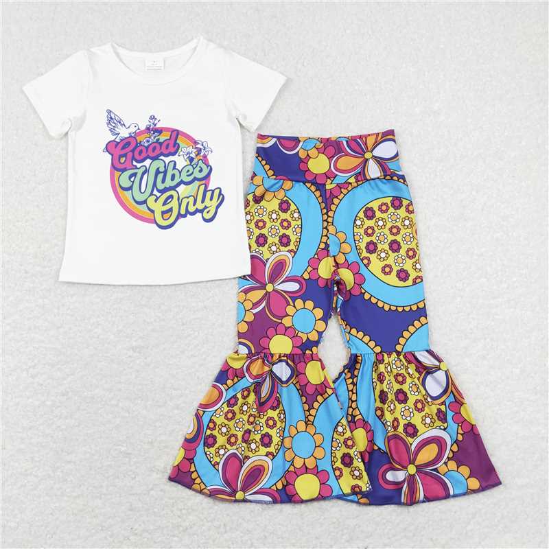 RTS NO MOQ Baby Girls Viber Short Sleeve Top Pants Set