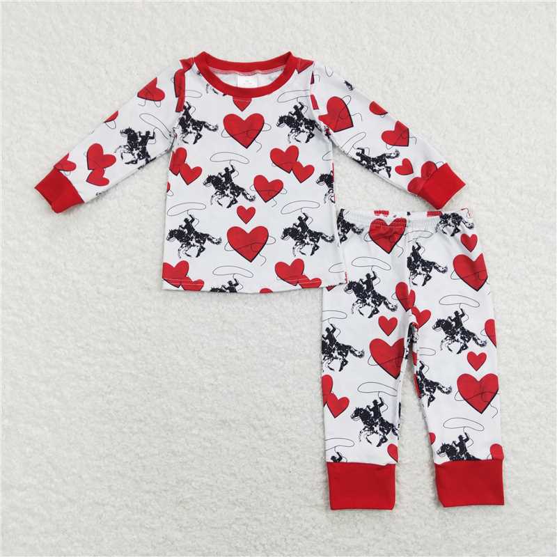 RTS NO MOQ Baby Boys Clothes Valentine long-sleeved pants set