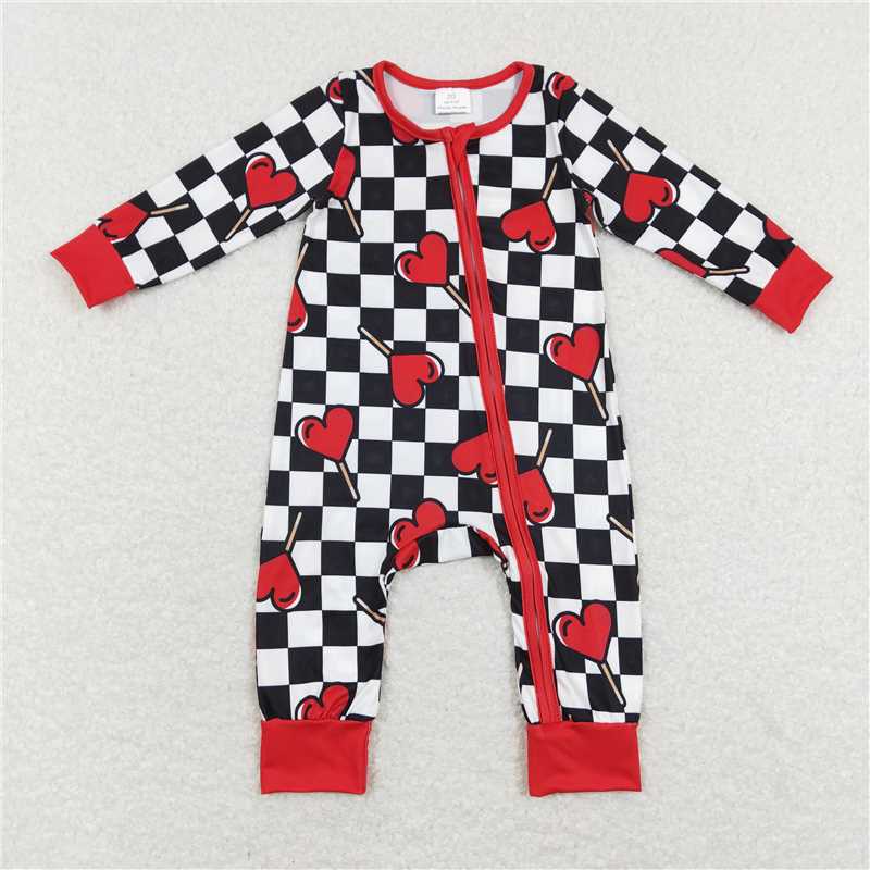 RTS NO MOQ Baby kids Valentine long sleeve short romper