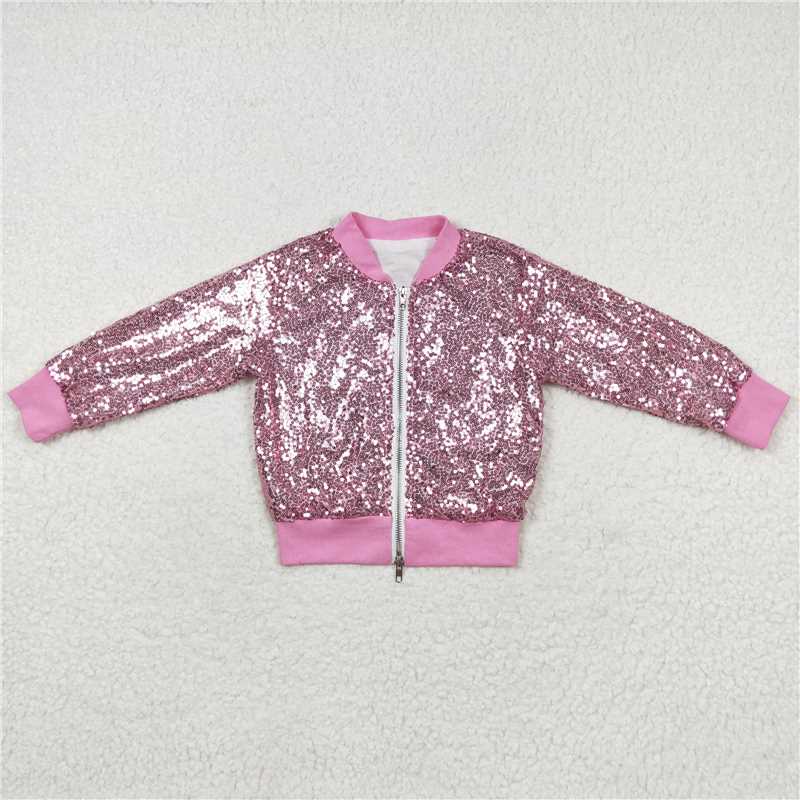 RTS NO MOQ BT0451 GT0541 GT0559 BT0294  Sequined Zipper Long Sleeve Jacket